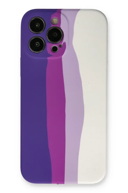 Uray store Apple iPhone 13 Pro Kılıf Ebruli Lansman Silikon - Mor-Beyaz