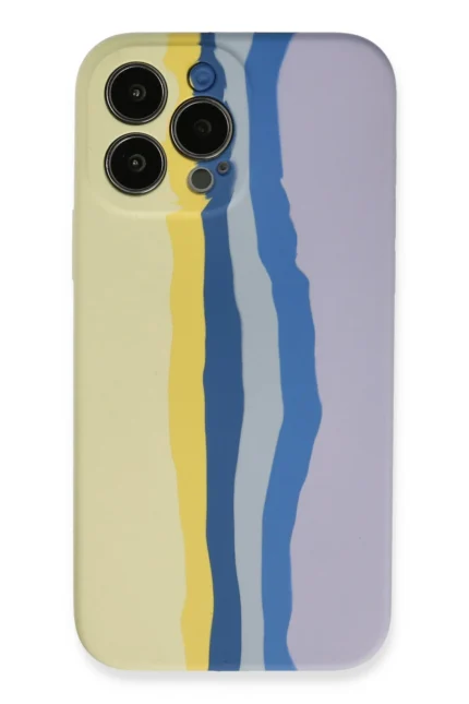 Uray store Apple iPhone 13 Pro Kılıf Ebruli Lansman Silikon - Sarı-Lila
