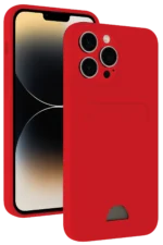 Uray store Apple iPhone 13 Pro Kılıf Kelvin Kartvizitli Silikon - Kırmızı