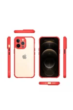 Uray store Apple iPhone 13 Pro Kılıf Miami Şeffaf Silikon - Kırmızı - Görsel 2