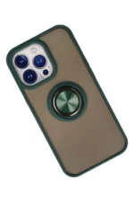 Uray store Apple iPhone 13 Pro Kılıf Montreal Yüzüklü Silikon Kapak - Yeşil - Görsel 2