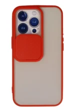 Uray store Apple iPhone 13 Pro Kılıf Palm Buzlu Kamera Sürgülü Silikon - Kırmızı