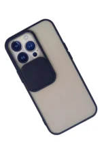 Uray store Apple iPhone 13 Pro Kılıf Palm Buzlu Kamera Sürgülü Silikon - Lacivert - Görsel 3