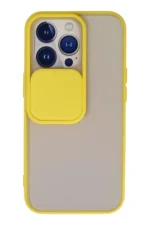 Uray store Apple iPhone 13 Pro Kılıf Palm Buzlu Kamera Sürgülü Silikon - Sarı
