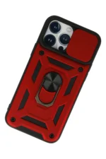 Uray store Apple iPhone 13 Pro Kılıf Pars Lens Yüzüklü Silikon - Kırmızı - Görsel 3