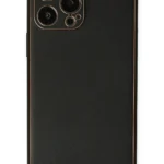 Uray store Apple iPhone 13 Pro Max Kılıf Coco Deri Silikon Kapak - Siyah