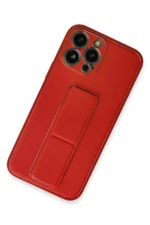 Uray store Apple iPhone 13 Pro Max Kılıf Coco Deri Standlı Kapak - Kırmızı - Görsel 2