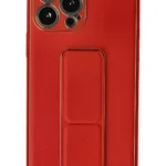 Uray store Apple iPhone 13 Pro Max Kılıf Coco Deri Standlı Kapak - Kırmızı