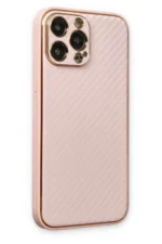 Uray store Apple iPhone 13 Pro Max Kılıf Coco Karbon Silikon - Pembe - Görsel 2