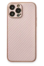 Uray store Apple iPhone 13 Pro Max Kılıf Coco Karbon Silikon - Pembe