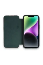 Uray store Apple iPhone 13 Pro Max Kılıf Dolpin Kapaklı - Koyu Yeşil