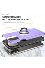 Uray store Apple iPhone 13 Pro Max Kılıf Elit Yüzüklü Kapak - Mor - Görsel 2