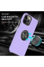 Uray store Apple iPhone 13 Pro Max Kılıf Elit Yüzüklü Kapak - Mor - Görsel 5