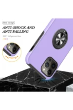 Uray store Apple iPhone 13 Pro Max Kılıf Elit Yüzüklü Kapak - Mor - Görsel 6