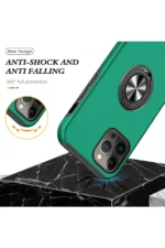 Uray store Apple iPhone 13 Pro Max Kılıf Elit Yüzüklü Kapak - Yeşil - Görsel 6