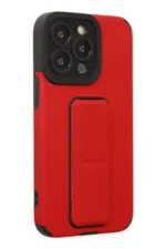 Uray store Apple iPhone 13 Pro Max Kılıf Mega Standlı Silikon - Kırmızı - Görsel 5
