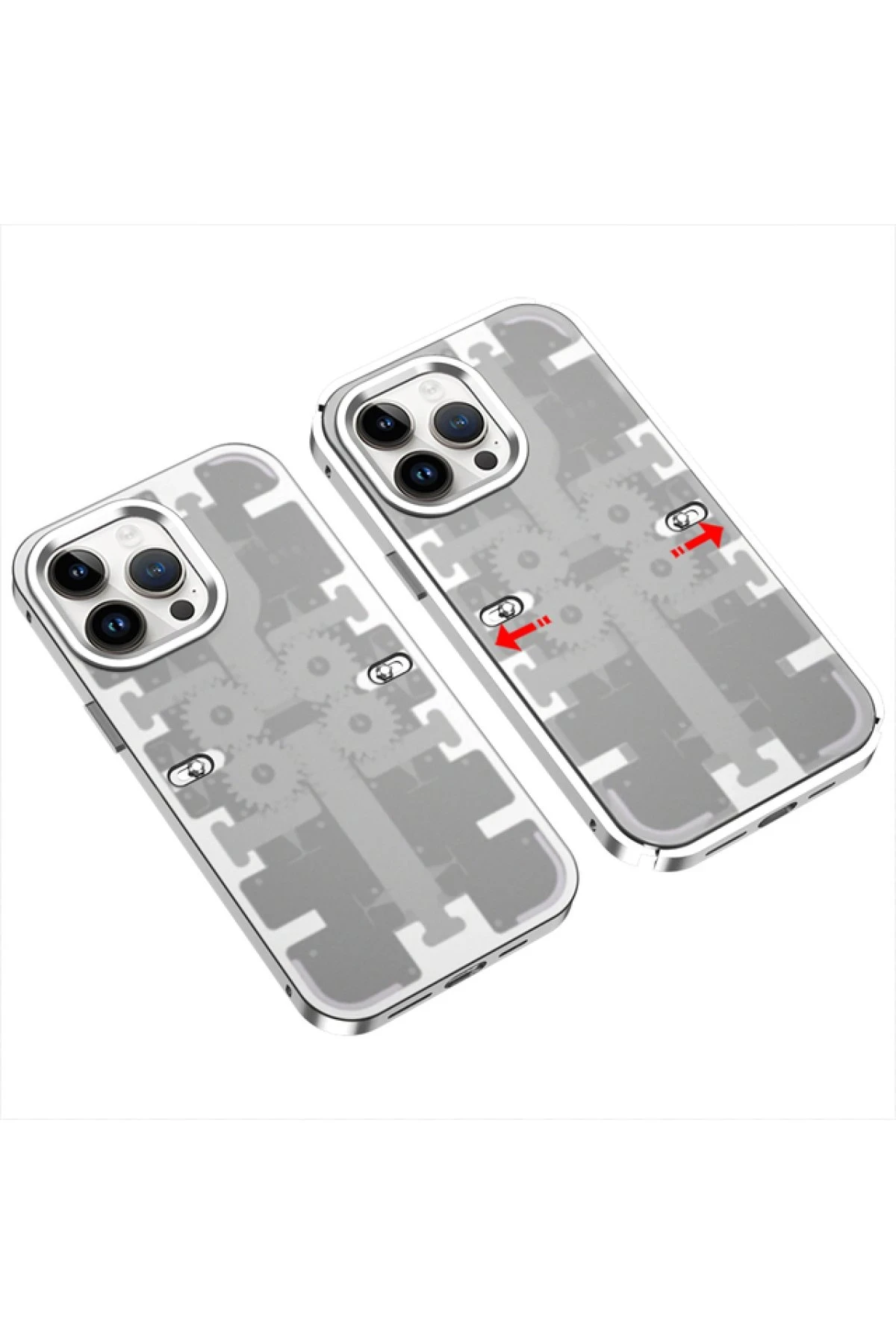 newface-iphone-13-pro-max-kilif-mekanik-bumper-kapak-gumus-default Uray store Apple iPhone 13 Pro Max Kılıf Mekanik Bumper Kapak - Gümüş - Görsel 1