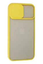 Uray store Apple iPhone 13 Pro Max Kılıf Palm Buzlu Kamera Sürgülü Silikon - Sarı - Görsel 2