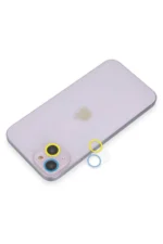 Uray store Apple iPhone 13 Renkli Kamera Lens Koruma Cam - Sarı-Mavi