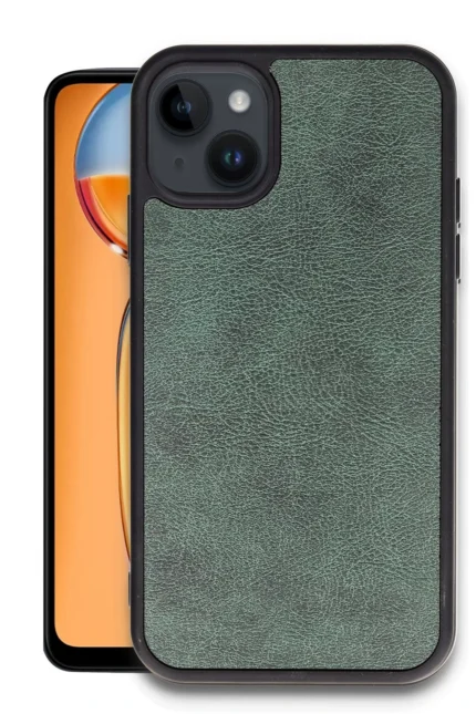 Uray store Apple iPhone 14 Kılıf Aras Deri Kapak - Koyu Yeşil