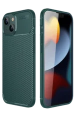 Uray store Apple iPhone 14 Kılıf Auto Focus Karbon Kapak - Koyu Yeşil