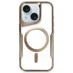 Uray store Apple iPhone 14 Kılıf Boyi Magsafe Silikon Kapak - Kahverengi