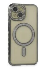 Uray store Apple iPhone 14 Kılıf Joke Simli Magneticsafe Kılıf - Gri - Görsel 2