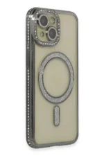Uray store Apple iPhone 14 Kılıf Joke Simli Magneticsafe Kılıf - Gri