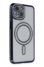 Uray store Apple iPhone 14 Kılıf Joke Simli Magneticsafe Kılıf - Lacivert