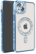 Uray store Apple iPhone 14 Kılıf Joke Simli Magneticsafe Kılıf - Mavi