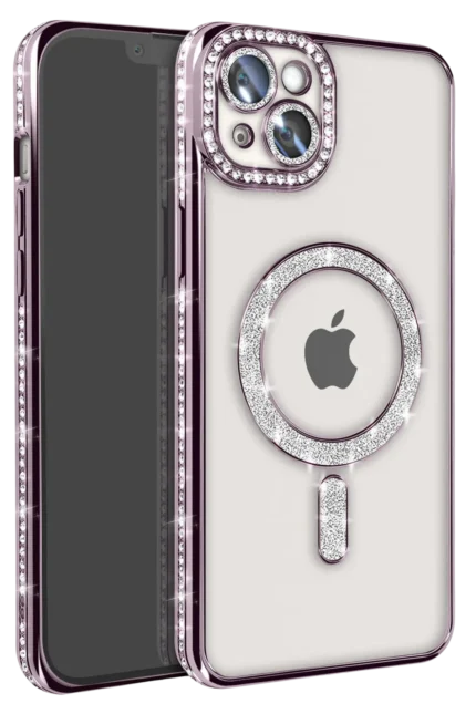 Uray store Apple iPhone 14 Kılıf Joke Simli Magneticsafe Kılıf - Pembe