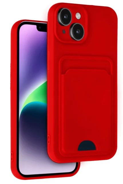 Uray store Apple iPhone 14 Kılıf Kelvin Kartvizitli Silikon - Kırmızı
