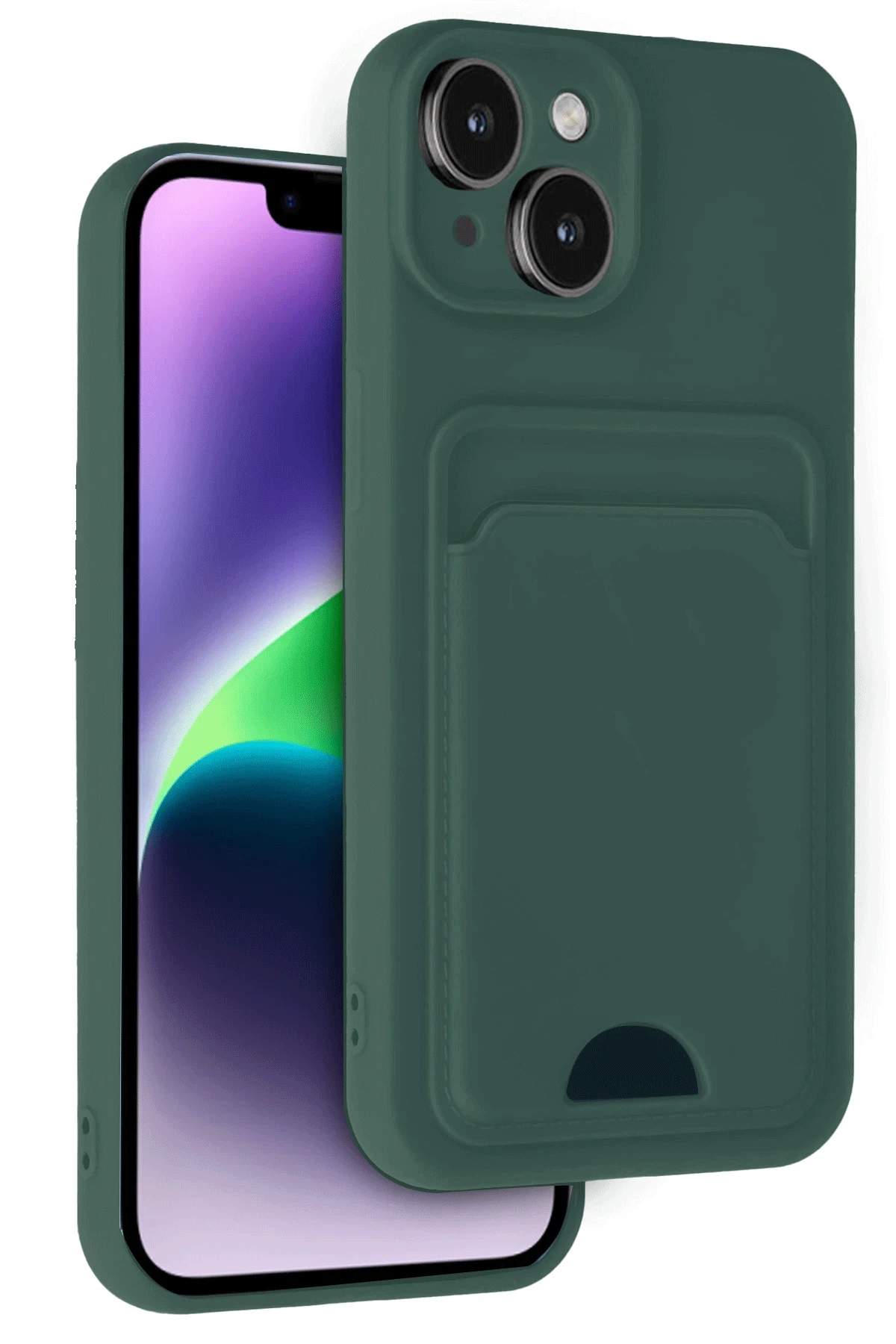 newface-iphone-14-kilif-kelvin-kartvizitli-silikon-koyu-yesil-default Uray store Apple iPhone 14 Kılıf Kelvin Kartvizitli Silikon - Koyu Yeşil - Görsel 1