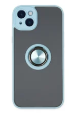 Uray store Apple iPhone 14 Kılıf Montreal Yüzüklü Silikon Kapak - Buz Mavi