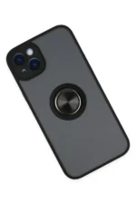 Uray store Apple iPhone 14 Kılıf Montreal Yüzüklü Silikon Kapak - Siyah - Görsel 3