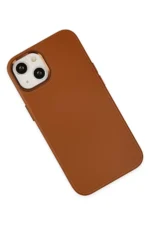 Uray store Apple iPhone 14 Plus Kılıf Asya Deri Silikon - Kahverengi - Görsel 3