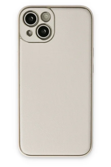 Uray store Apple iPhone 14 Plus Kılıf Coco Deri Silikon Kapak - Beyaz