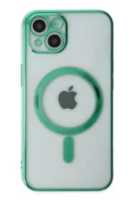 Uray store Apple iPhone 14 Plus Kılıf Magneticsafe Lazer Silikon - Haki Yeşil - Görsel 2