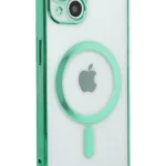 Uray store Apple iPhone 14 Plus Kılıf Magneticsafe Lazer Silikon - Haki Yeşil