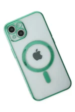 Uray store Apple iPhone 14 Plus Kılıf Magneticsafe Lazer Silikon - Haki Yeşil - Görsel 3