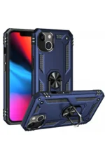 Uray store Apple iPhone 14 Plus Kılıf Sofya Yüzüklü Silikon Kapak - Lacivert - Görsel 2