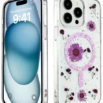 Uray store Apple iPhone 14 Pro Kılıf Daisy Simli Magsafe Kapak - Mor
