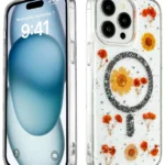 Uray store Apple iPhone 14 Pro Kılıf Daisy Simli Magsafe Kapak - Siyah