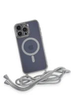 Uray store Apple iPhone 14 Pro Kılıf Divo Lazer Askılı Magsafe Kapak - Gümüş - Görsel 4