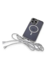 Uray store Apple iPhone 14 Pro Kılıf Divo Lazer Askılı Magsafe Kapak - Gümüş - Görsel 6