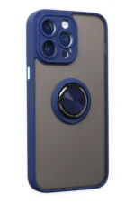 Uray store Apple iPhone 14 Pro Kılıf Montreal Yüzüklü Silikon Kapak - Lacivert - Görsel 2