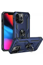 Uray store Apple iPhone 14 Pro Kılıf Sofya Yüzüklü Silikon Kapak - Lacivert - Görsel 2