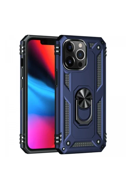 Uray store Apple iPhone 14 Pro Kılıf Sofya Yüzüklü Silikon Kapak - Lacivert