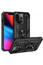 Uray store Apple iPhone 14 Pro Kılıf Sofya Yüzüklü Silikon Kapak - Siyah - Görsel 2