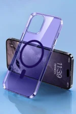 Uray store Apple iPhone 14 Pro Kılıf Tron Şeffaf Magsafe Kapak - Derin Mor - Görsel 3